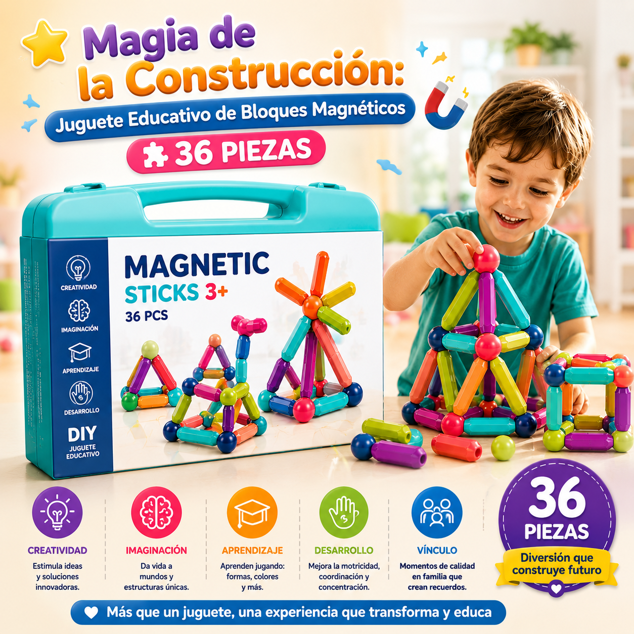 Juego Bloques Construcción Magnéticos 36